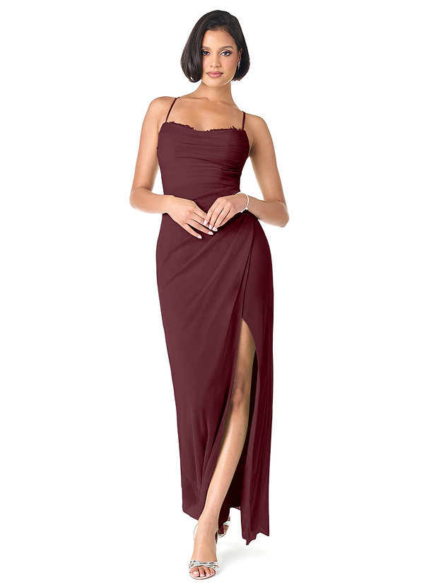 Azazie Ashana Bridesmaid Dresses Cabernet Sheath Sweetheart Lace Mesh Dress image1