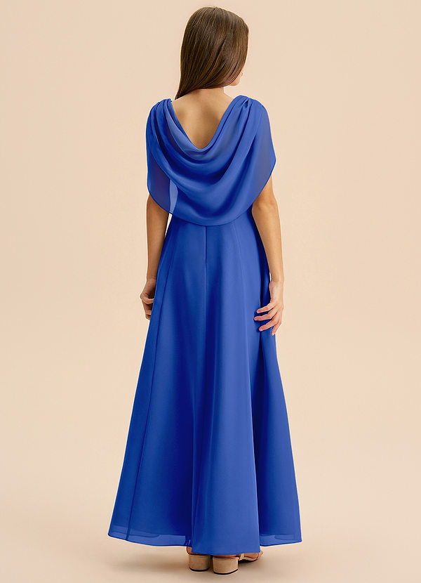 Azazie Lambie Junior Royal Blue A-Line Pleated Chiffon Dress image1