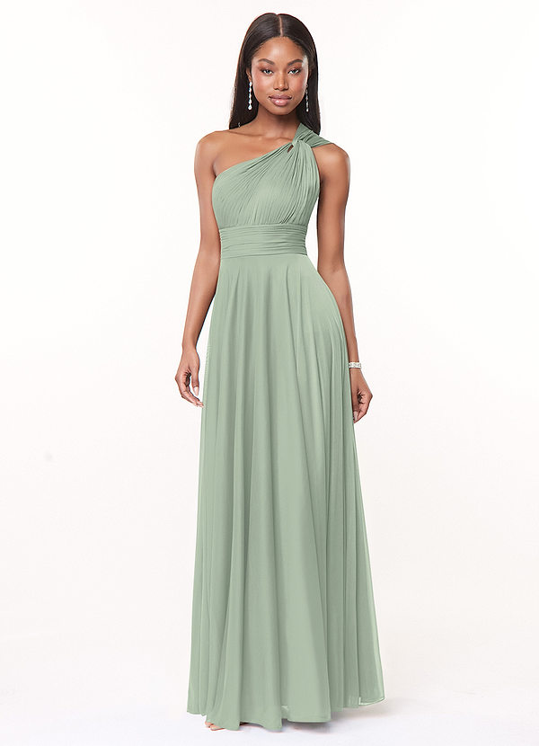 Dusty Sage Floor Length A Line Princess Bridesmaid Dresses Starting at ...