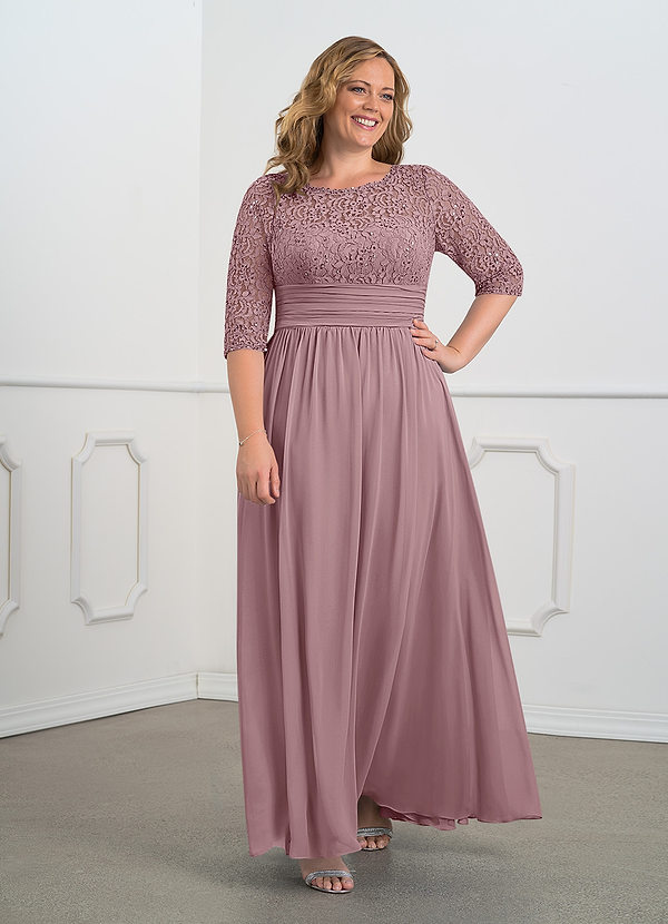 Azazie Olga Mother of the Brides Dresses Dusty Rose A-Line Lace Chiffon Dress image1