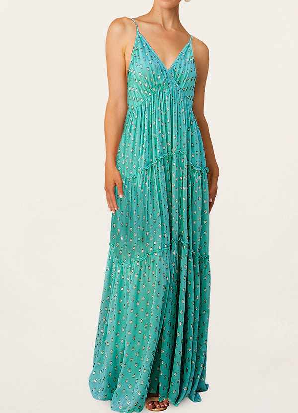 Teal Green Sweet Spectacle Teal Green Print Maxi Dress Dresses Azazie