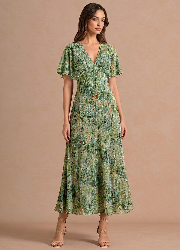 Fleurine Green Floral Maxi Dress image1