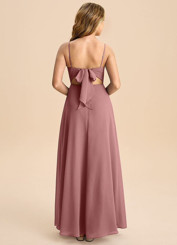 Azazie Shale Junior Desert Rose A-Line Bow Chiffon Dress image1