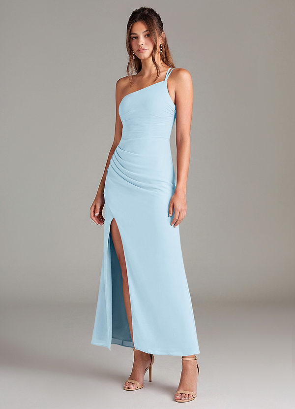 Azazie Eren Bridesmaid Dresses Sky Blue Mermaid One Shoulder Chiffon Dress image1
