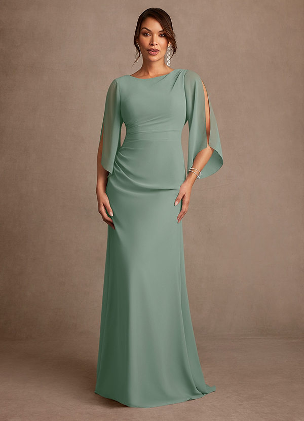 Azazie Anaheim Mother of the Brides Dresses Silver Sage A-Line Pleated Chiffon Dress image1