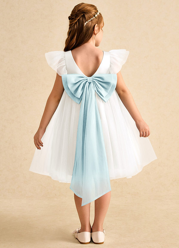 Azazie Munchkin Flower Girl Dresses Ivory Sea Glass A-Line Bow Tulle Dress image1