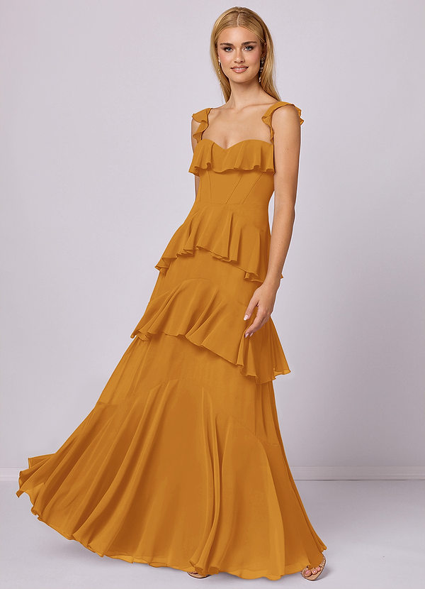 Barbie ♥ Azazie Bridesmaid Dresses Butterscotch A-Line Sweetheart Neckline Chiffon Dress image1