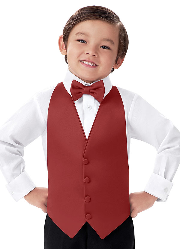 front Boy's Matte Satin Vest & Bow Tie Set