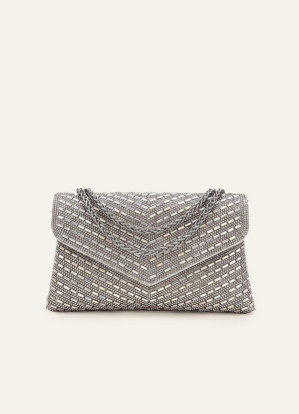 front Rhinestone Sequin Embellished Envelope Shoulder Bag