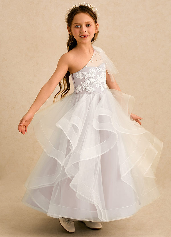 Azazie Zoey Vestidos de Niña de Flores Vestido de Pétalo De Rosa de Tul de Corte Princesa con Encaje image1
