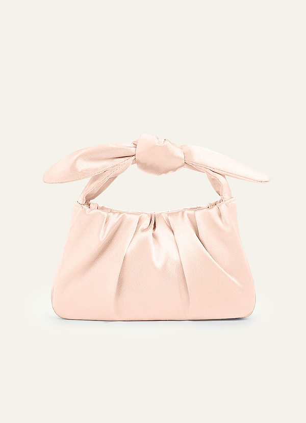 front Borsa a mano con manico annodato in raso metallizzato in tinta