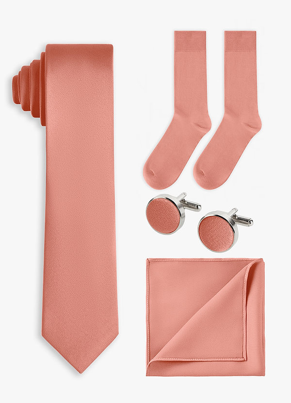 front Matching color 4-Piece Stretch Satin Skinny Tie Set