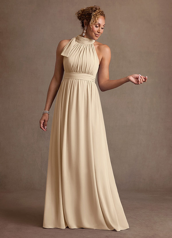 Azazie Antoinette Mother of the Brides Dresses Champagne A-Line Pleated Chiffon Dress image1