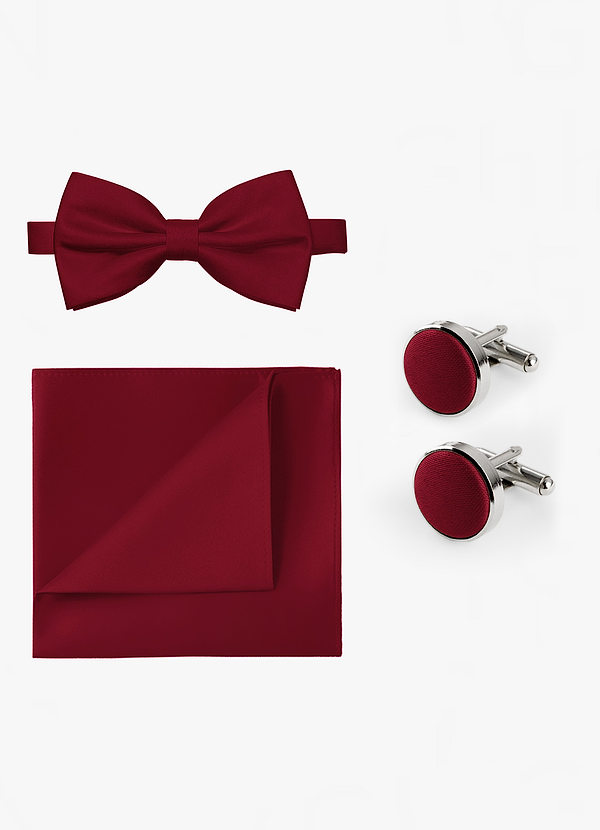 front Matching Bow Tie & Pocket Square & Cuff Links Set