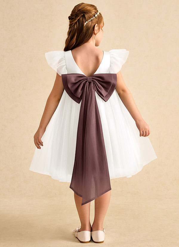 Azazie Munchkin Abiti da Ragazza di Fiori Abito A-Line in Tulle Fiocco Avorio Expresso image1