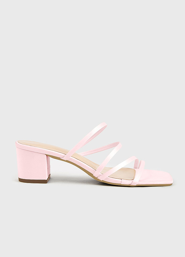 front Matching Color Matte Satin Strap Low Heel Sandals
