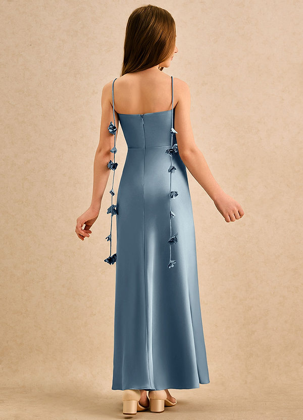 Azazie Kandi Girls Formal Blumenkinder Kleider A-Linie Herzausschnitt Stretch-Satin Kleid Staubblau image1