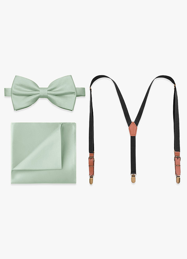 front Matching Bow Tie & Pocket Square & Suspenders Set