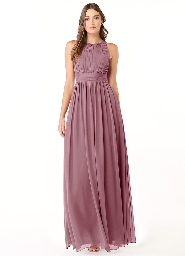 Azazie Luz Brautjungfernkleider A-Linie Spitze Chiffon Kleid Vintage Mauve image1