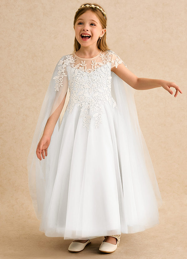 Azazie Dandelion Sukienki dla dziewczynek sypiących kwiaty Suknia balowa Koronka Sznurówka Długość kostki Sukienka image1