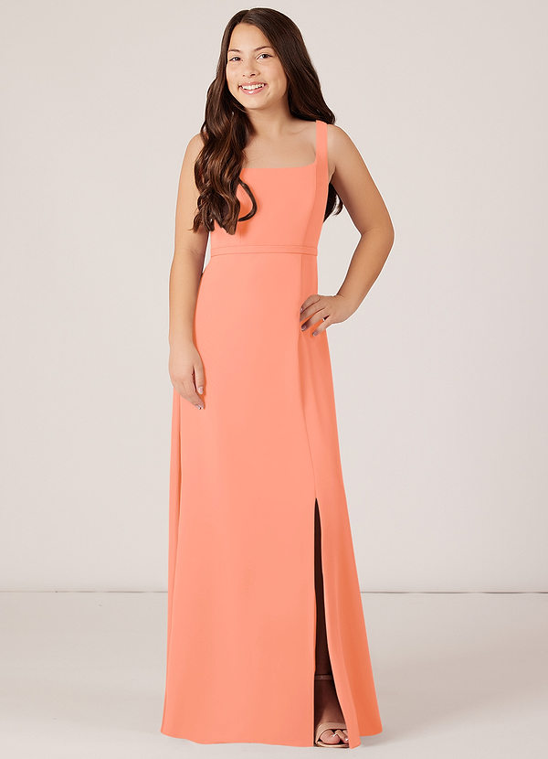 Azazie Renee Junior A-Linie Seitliche Cut-Outs Chiffon Kleid Sonnenuntergang image1