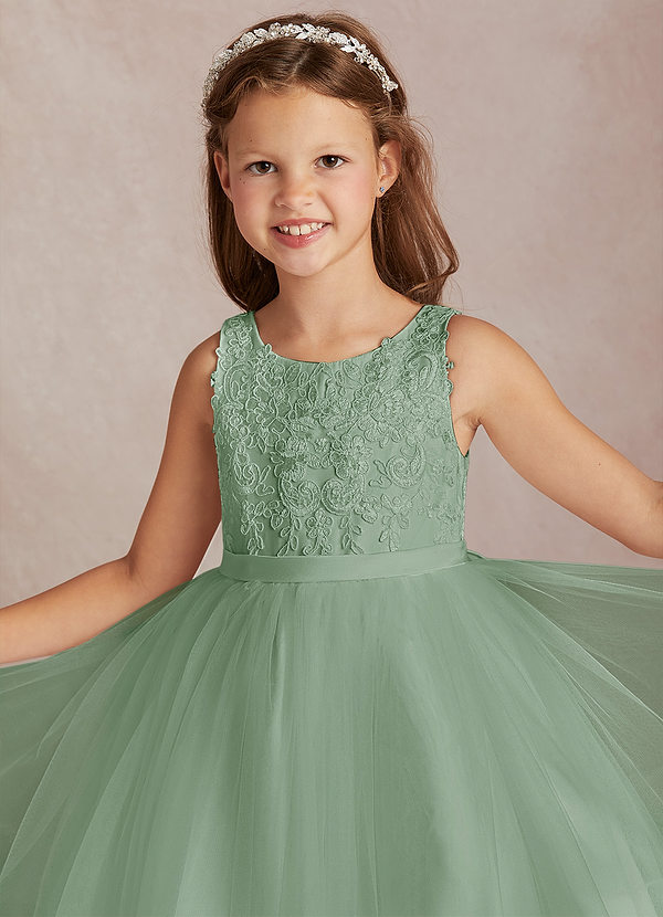 Azazie Calla Flower Girl Dresses Agave Ball-Gown Lace Tulle Dress image1