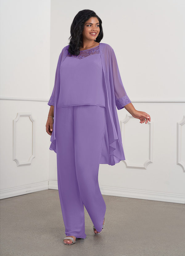 Azazie Maura Klänningar för brudens mor Klänning Jumpsuit/byxdräkt i Chiffong Paljetter Tahiti image1