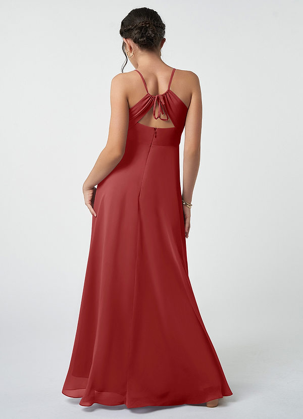Halter Pleated Chiffon A-line Junior Bridesmaid Dress Rust