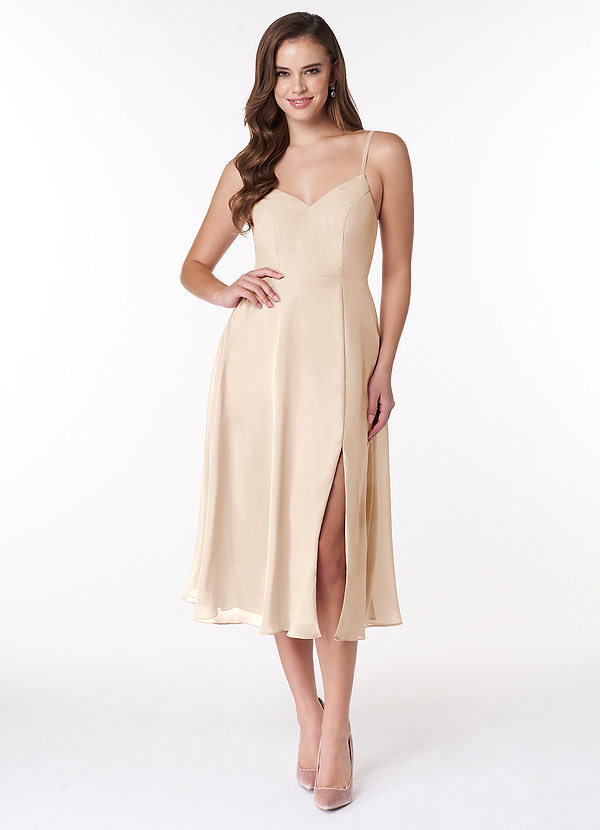 Azazie Clarissa Bridesmaid Dresses White Alabaster A-Line V-Neck Chiffon Dress image1