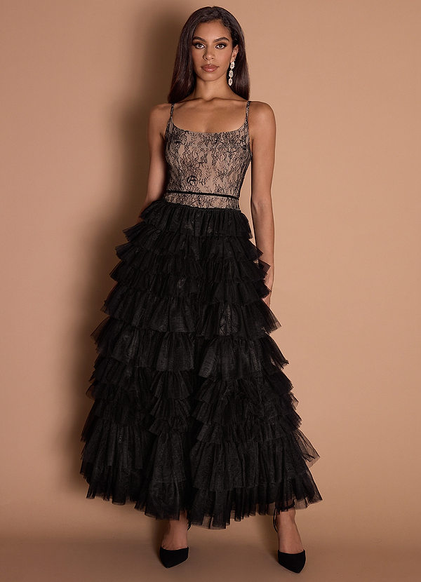 Leia Black Ruffle Maxi Dress image1