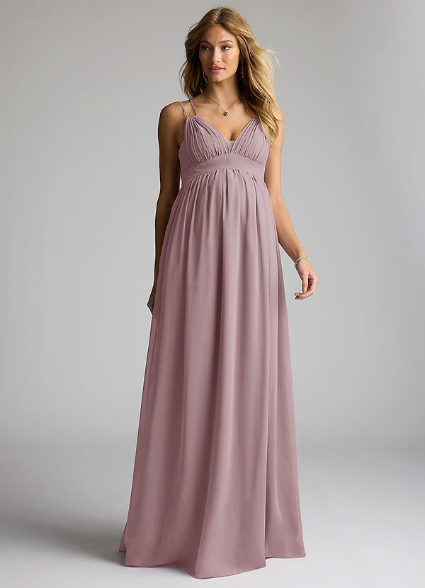 Azazie Emree Maternity Bridesmaid Dresses A-Line Chiffon Floor-Length Dress image1