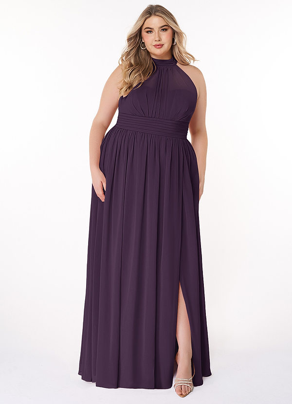 Azazie Iman Bridesmaid Dresses Plum A-Line A-Line Ruched Chiffon Dress image1