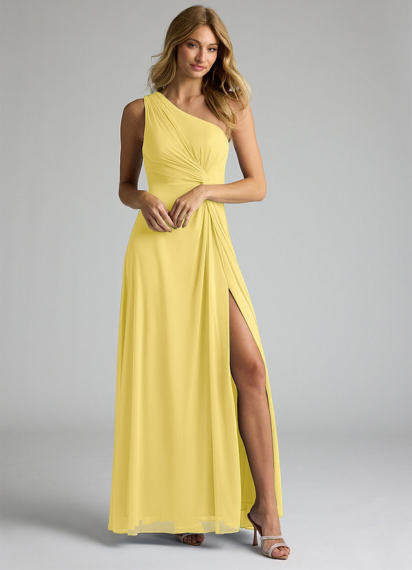 Azazie Brooke Šaty pre družičky A-Line Jedno rameno Sieťovina Dĺžka podlahy Šaty image1