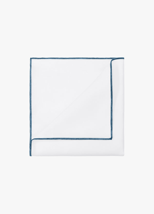 front Weißes, mattes Satin-Einstecktuch mit farbigem Rand