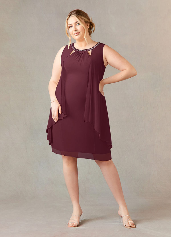 Cicinia Cabernet Plus Size Mother Of The Bride Dress With Jacket Long Chiffon A-line Ankle Length 2 Pieces