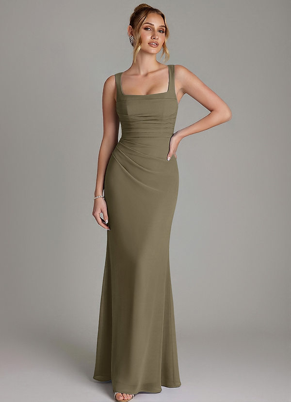 Azazie Agustina Bridesmaid Dresses Willow Green Mermaid Corset Chiffon Dress image1