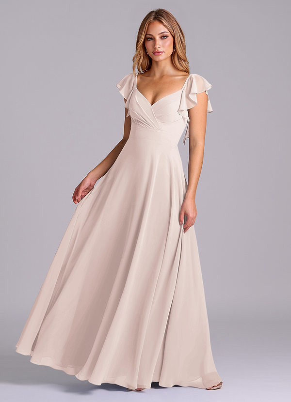 Azazie Leilani Bridesmaid Dresses Rose Petal A-Line Pleated Chiffon Dress image1