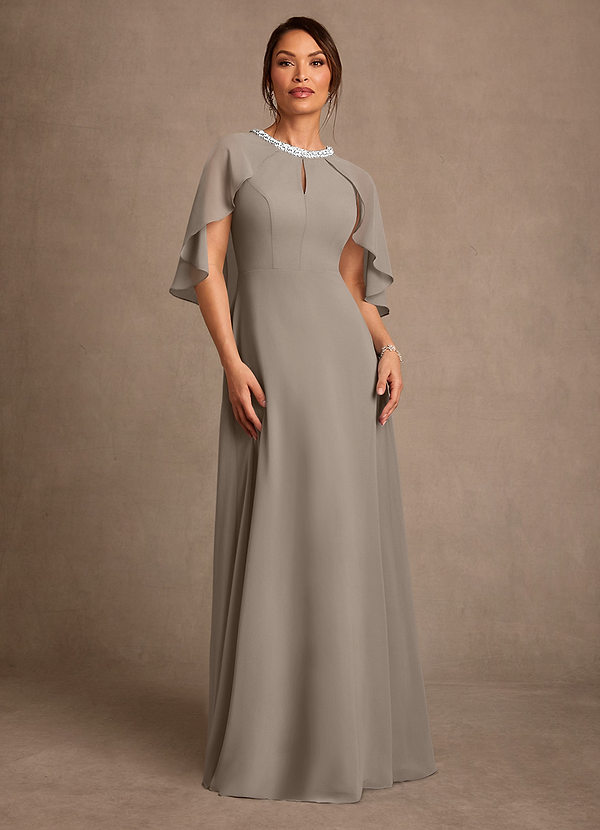 Azazie Winnifred Suknie dla Matki Panny Młodej Linia A Zroszony Szyfon Długość podłogi Sukienka image1