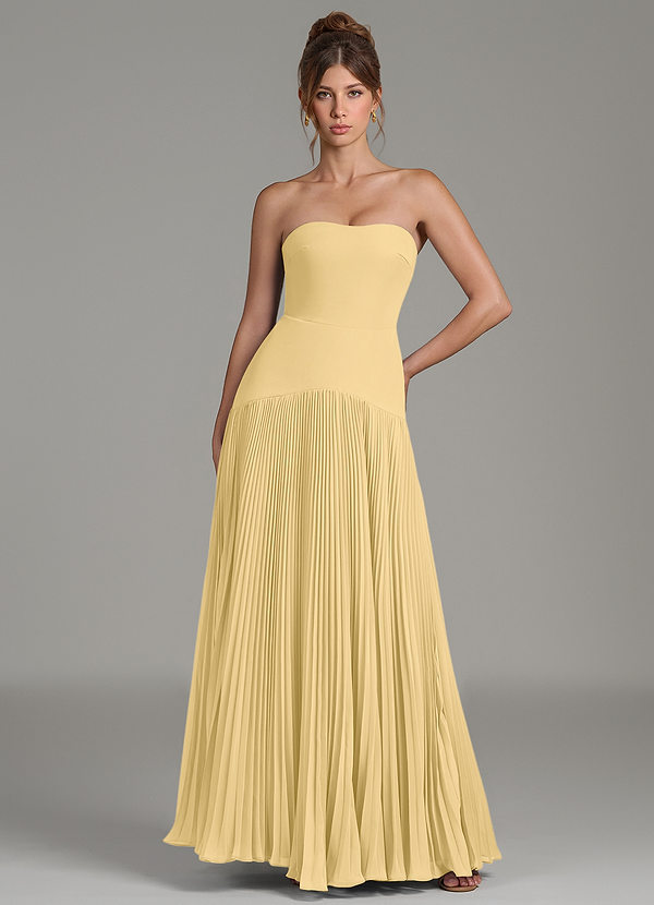 Azazie Yuliana Bridesmaid Dresses Butter A-Line Strapless Chiffon Dress image1