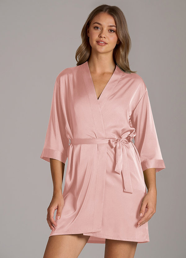 Bridal Party Satin Embroidered Robe front