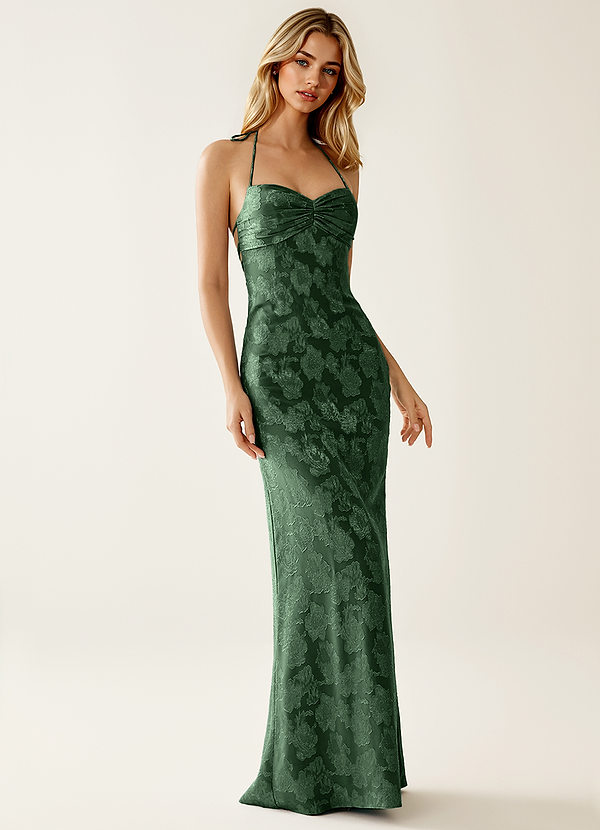 Angena Eucalyptus Jacquard Opne Back Party Dress image1