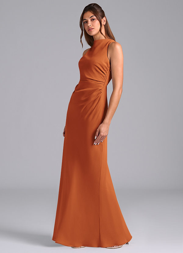 Azazie Evadne Suknie dla druhen Osłona Pofałdowany Szyfon Do ziemi Sukienka image1