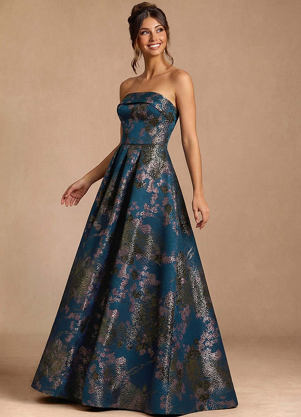 Maxi jurk Xamira Blauwgroene Bloemen image1