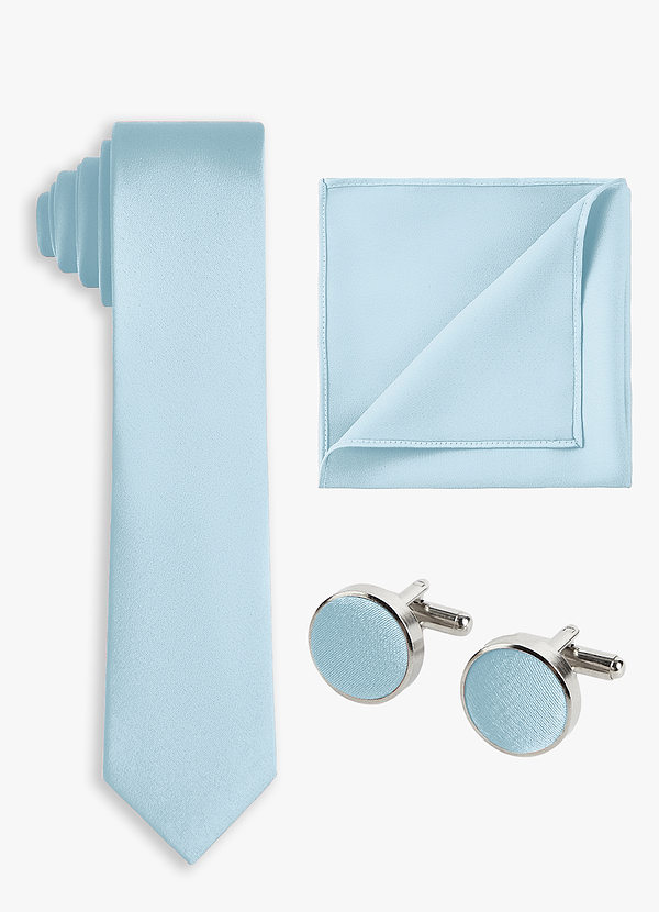 front Matching Color 3-Piece Stretch Satin Skinny Tie Set