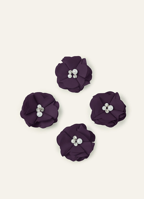 front Four-Piece Matching Color Matte Satin Hair Clip Set