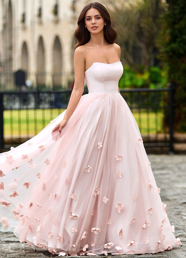 Calliope Blushing Pink Flower Blossom Prom Dress image1