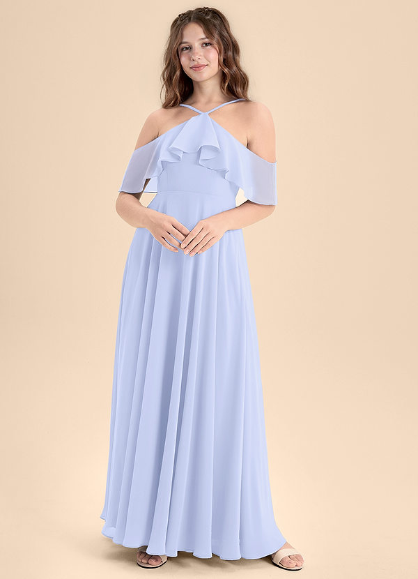 Azazie Tessabelle Junior Abito A-Line in Chiffon a Spalla Scoperta Lavanda image1