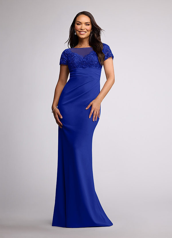 Azazie Susan Vestidos de Madre de la Novia Vestido de Azul Real de Crepé elástico de Recto con Encaje image1