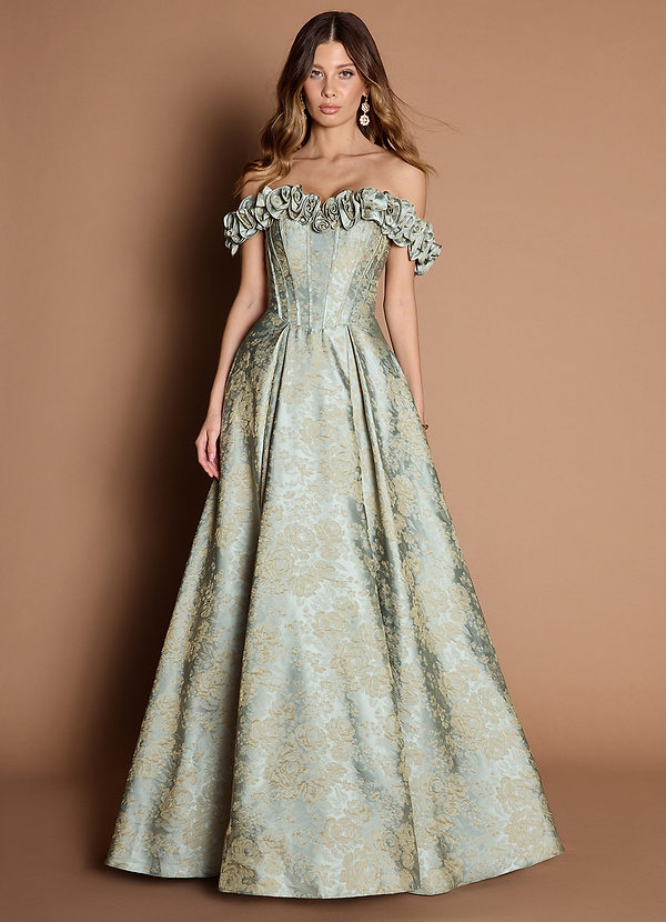 Zora Vintage Blue Gown front