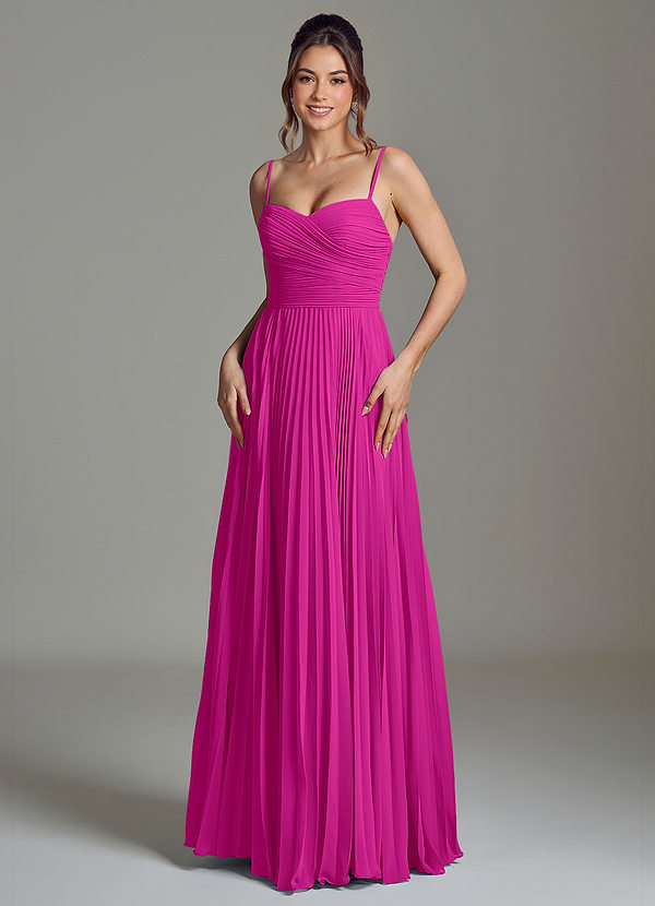 Azazie Catie Bridesmaid Dresses Fuchsia A-Line Sweetheart Neckline Chiffon Dress image1